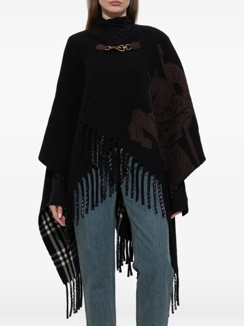 Burberry fringed wool poncho - Black