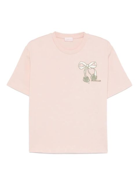 Moncler bow-embroidered T-shirt - Pink - zdjęcie produktu nr 1