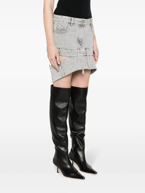 The Attico cut-out denim mini skirt - Grey