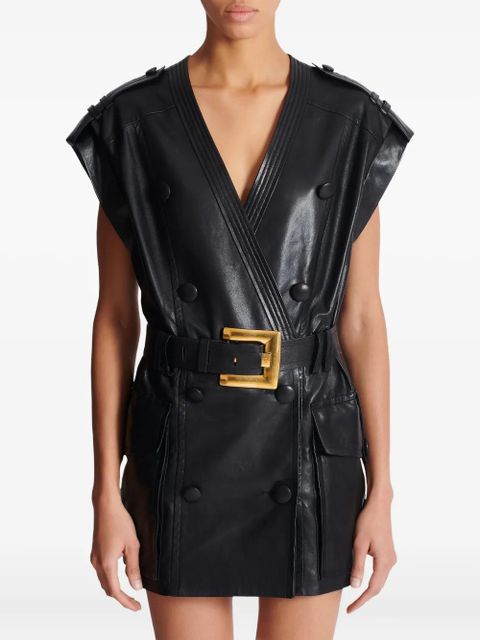 Balmain belted mini dress - Black