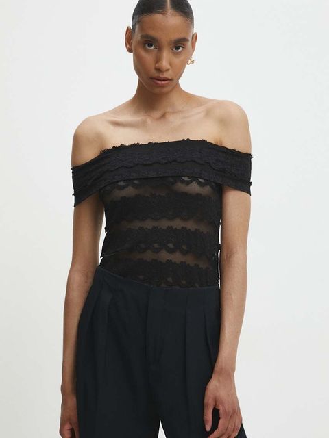 Answear.LAB body damskie kolor czarny wzorzysta