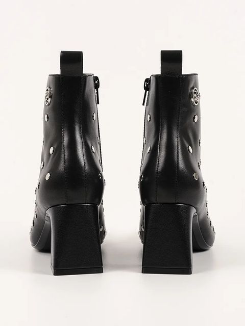 Karl Lagerfeld botki skórzane BEATA damskie kolor czarny na słupku KL31445S