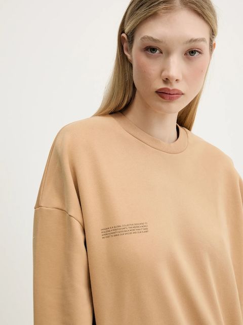Pangaia bluza bawełniana kolor beżowy z nadrukiem 10000183