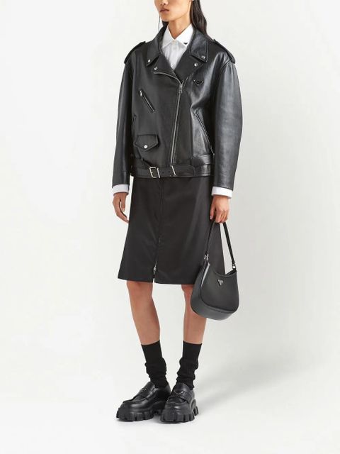 Prada triangle-plaque leather jacket - Black - zdjęcie produktu nr 2