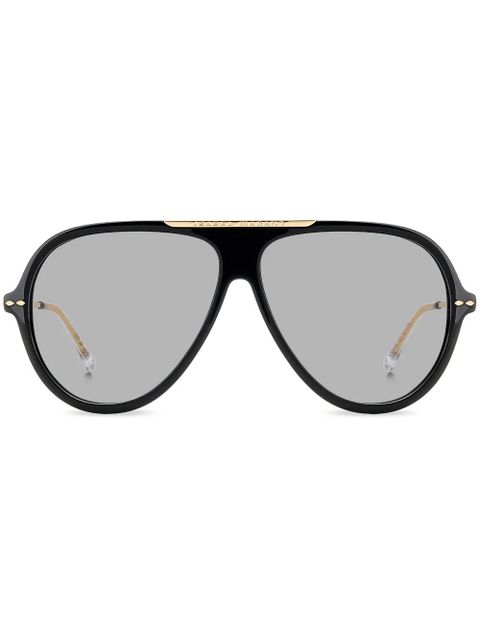 Isabel Marant Eyewear logo-engraved navigator-frame sunglasses - Black - zdjęcie produktu nr 1