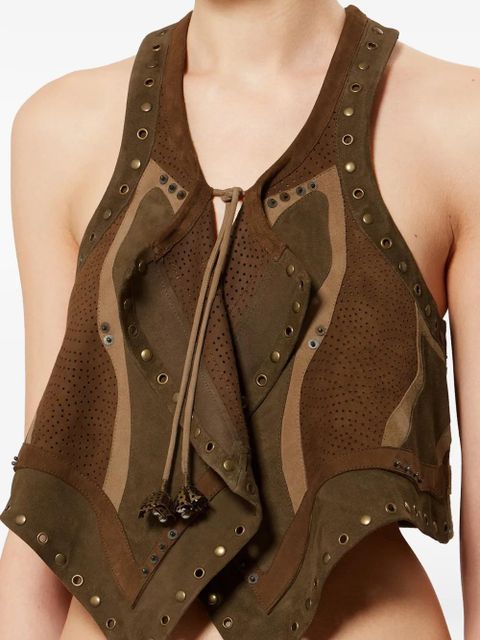 ISABEL MARANT Kelby asymmetrical patchwork vest - Brown