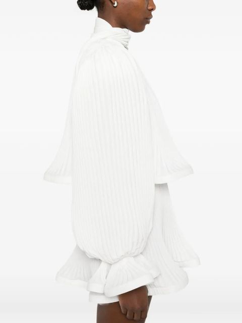 Rowen Rose pleated puffy mini dress - White