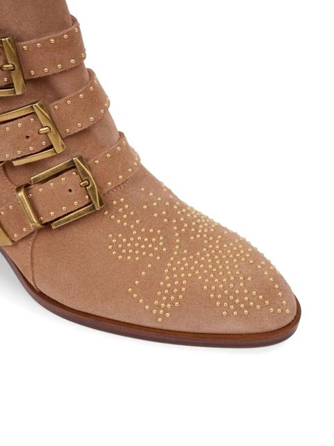 Chloé Susan studded buckled ankle boots - Neutrals