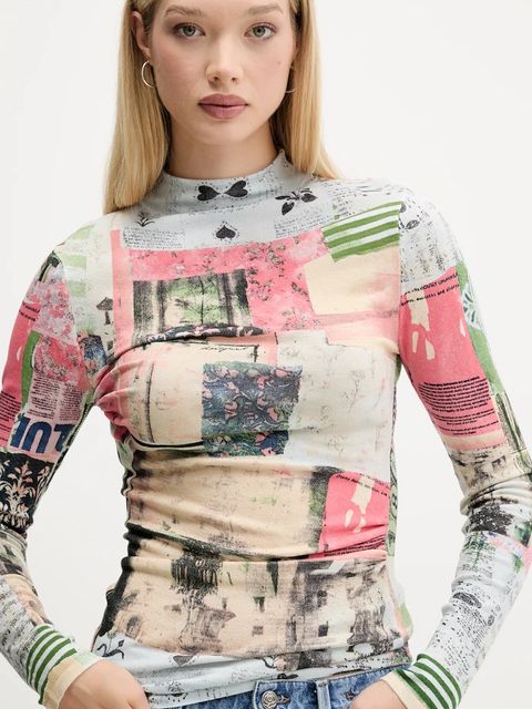 Desigual sweter MONTREAL damski kolor beżowy lekki z półgolfem 25WWJF39