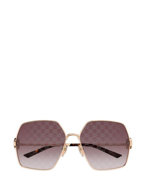 Gucci Eyewear geometric-frame logo sunglasses - Gold - zdjęcie produktu nr 1