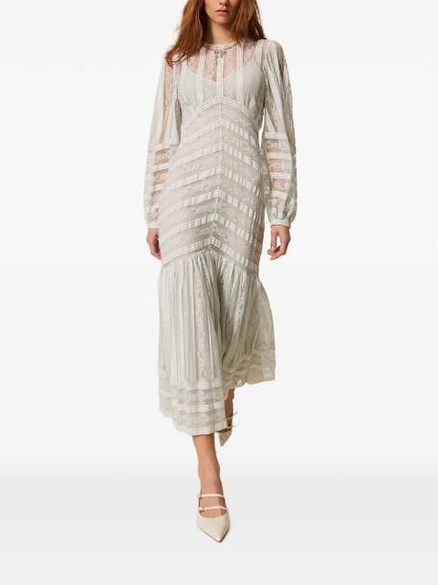 TWINSET striped laced midi dress - Neutrals - zdjęcie produktu nr 2