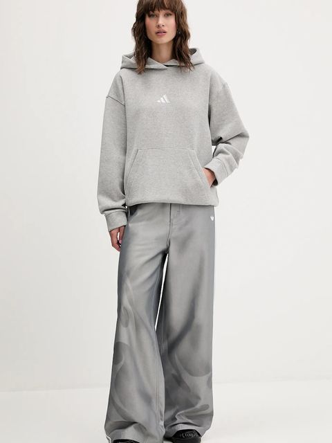 adidas bluza All Szn Holiday damska kolor szary z kapturem z nadrukiem JV5757 - zdjęcie produktu nr 2