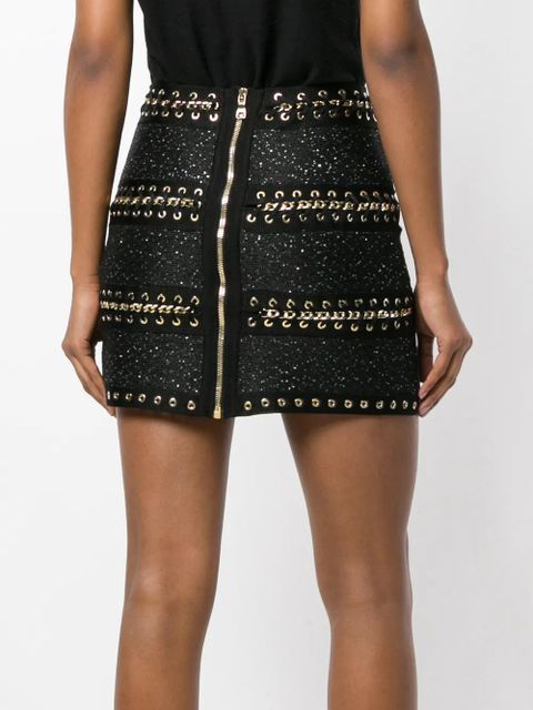 Balmain chain-embellished mini skirt - Black