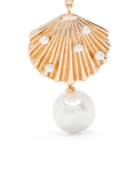 Self-Portrait faux pearl-detail earrings - Gold