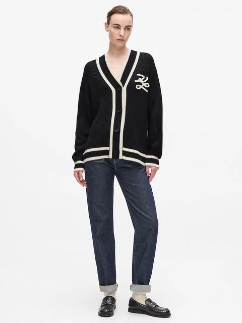 Karl Lagerfeld kardigan z dodatkiem wełny damski kolor czarny A4W18052