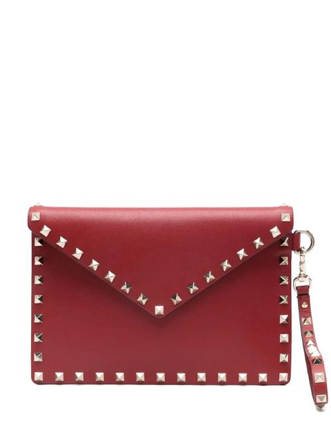 Valentino Garavani Rockstud leather clutch bag - Red