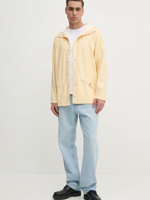 Rains kurtka Jacket W3 kolor żółty przejściowa 12010