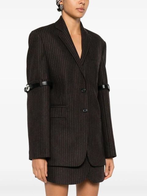 Coperni belted-sleeve pinstriped blazer - Brown