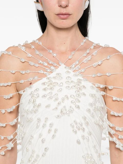 Cult Gaia Oliviana beaded ribbed mini dress - White