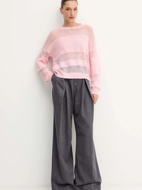 Patrizia Pepe sweter z dodatkiem wełny damski kolor różowy lekki 2K0335 K296