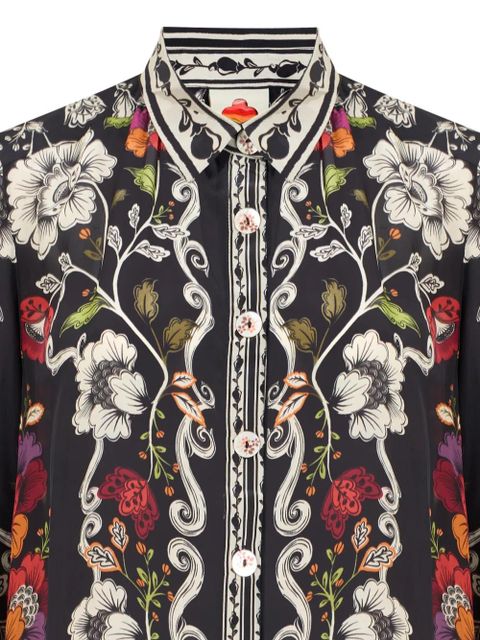 FARM Rio floral-print button-up shirt - Black