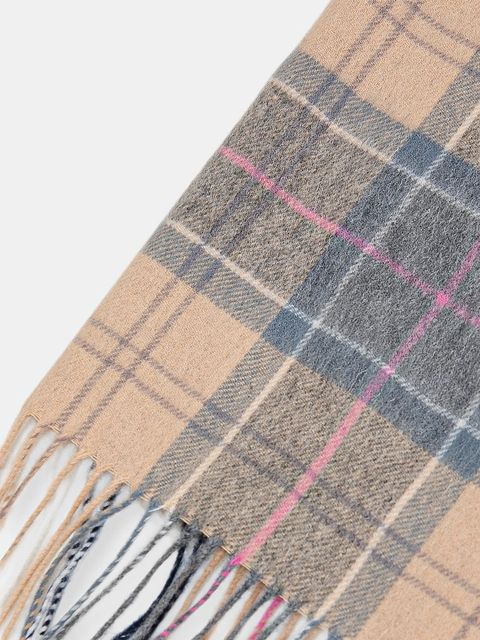 Barbour szalik wełniany damski kolor beżowy wzorzysty LSC0477 - zdjęcie produktu nr 2