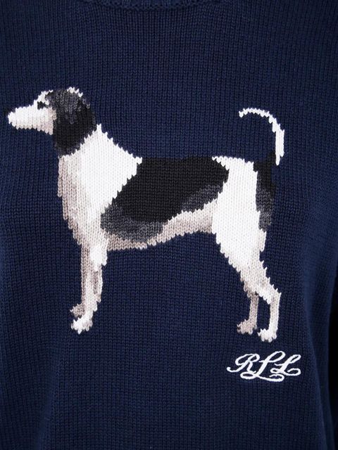 Lauren Ralph Lauren dog-embroidered crew-neck sweater - Blue