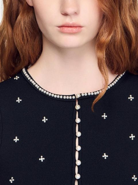 SANDRO floral strassé cropped top - Black - zdjęcie produktu nr 2