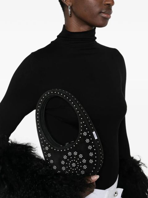 Coperni mini swipe floral-stud tote bag - Black