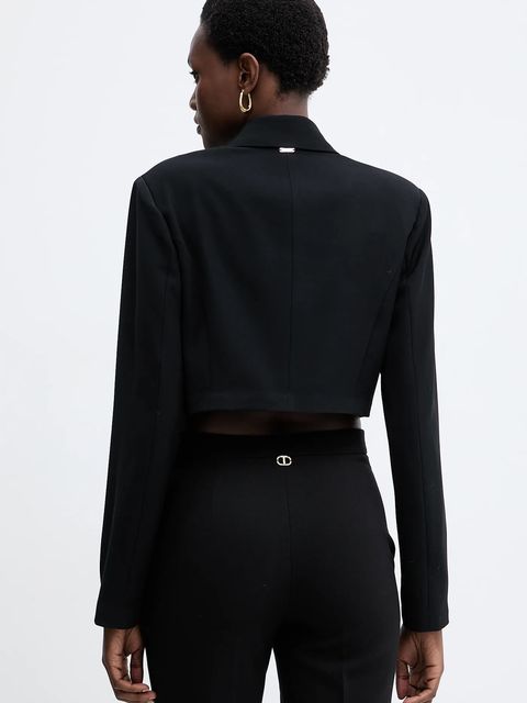 Fracomina marynarka kolor czarny dwurzędowa gładka FJ25WJ1001W42901