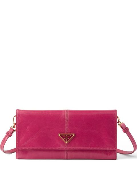 Prada leather wallet with shoulder strap - Pink - zdjęcie produktu nr 1