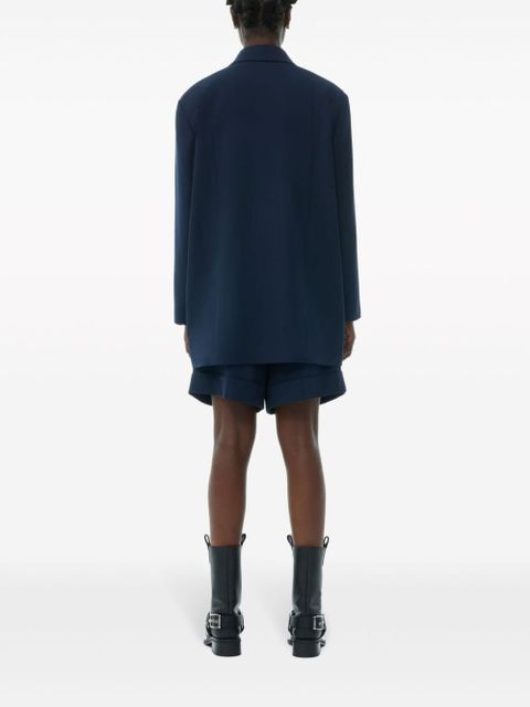 GANNI double-breasted longline blazer - Blue