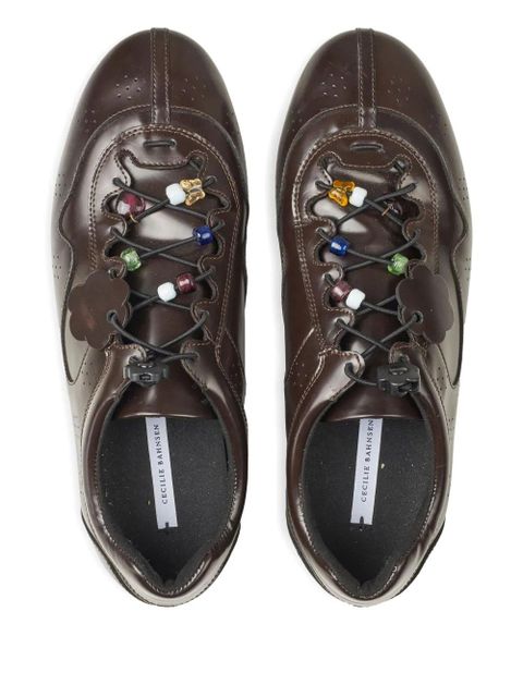 Cecilie Bahnsen Blaise beaded leather sneakers - Brown