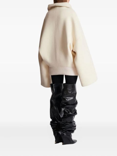 Balmain high-neck wide-sleeve coat - White