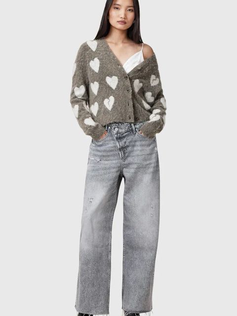 AllSaints jeansy bawełniane AKI damskie high waist W052EC