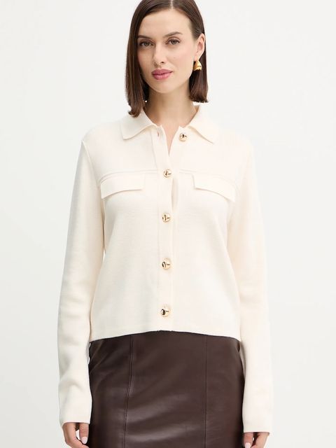 Morgan kardigan z domieszką wełny damski kolor beżowy lekki MIMDIE - zdjęcie produktu nr 1