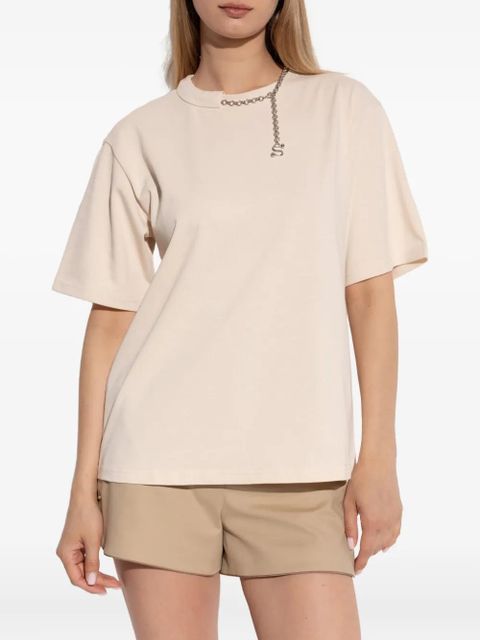 Sportmax chain-embellished cotton T-shirt - Neutrals - zdjęcie produktu nr 2
