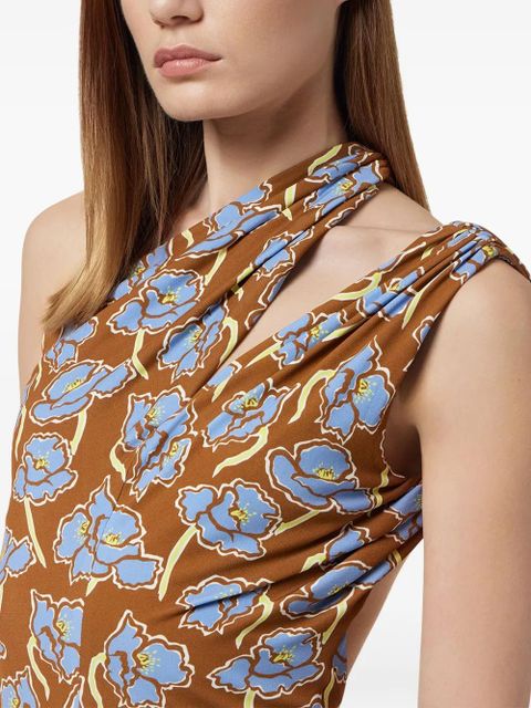 Versace Poppies midi dress - Brown