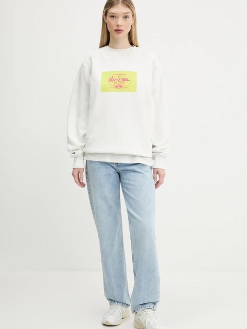 Herschel bluza bawełniana kolor beżowy z nadrukiem 50550-05977