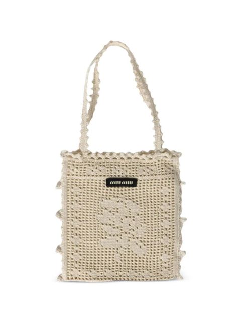 Miu Miu crocheted tote bag - Neutrals - zdjęcie produktu nr 1