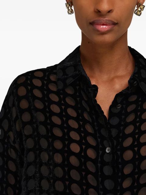 Ferragamo devoré-effect velvet shirt - Black