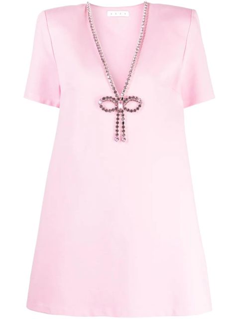 AREA crystal-embellished V-neck mini dress - Pink - zdjęcie produktu nr 1