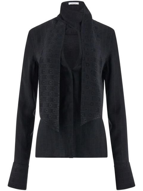 Ferragamo Gancini-jacquard silk blouse - Black - zdjęcie produktu nr 1