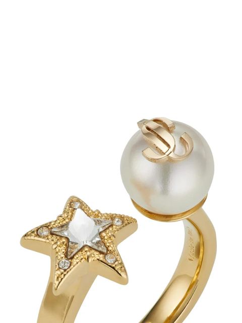 Jimmy Choo debossed-logo adjustable ring - Gold