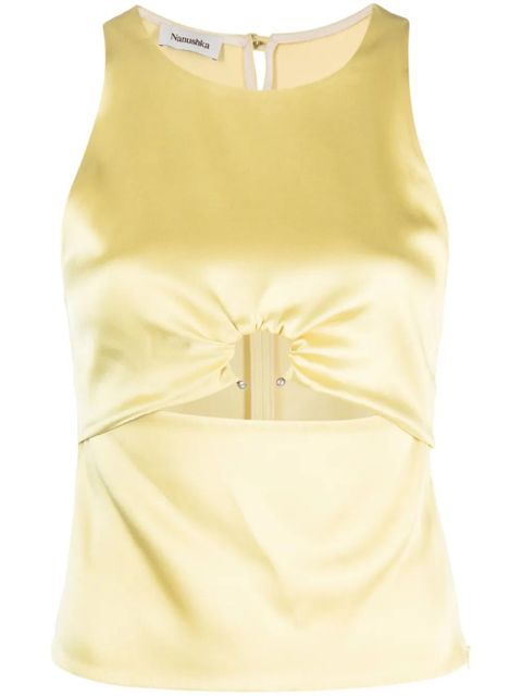 Nanushka cut-out sleeveless satin top - Yellow - zdjęcie produktu nr 1