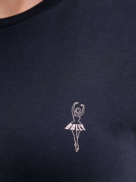 Bally t-shirt bawełniany damski kolor granatowy WJE085