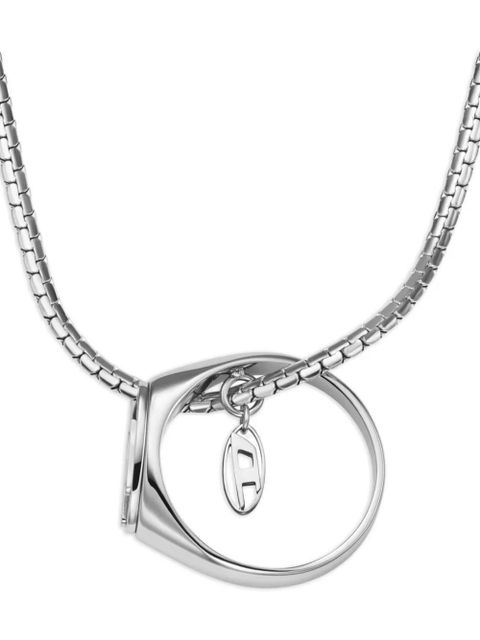 Diesel oval logo ring necklace - Silver