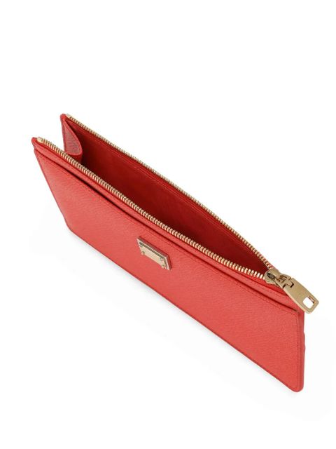 Dolce & Gabbana logo-plaque leather card holder - Orange