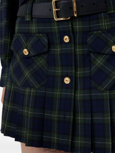 Miu Miu pleated tartan miniskirt - Green