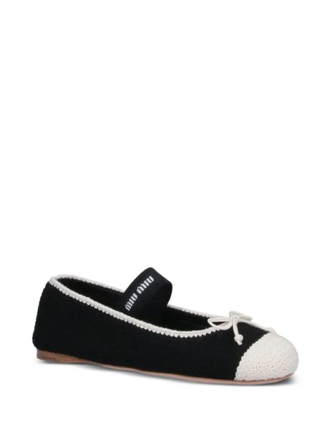 Miu Miu crochet-bow ballet flats - Black